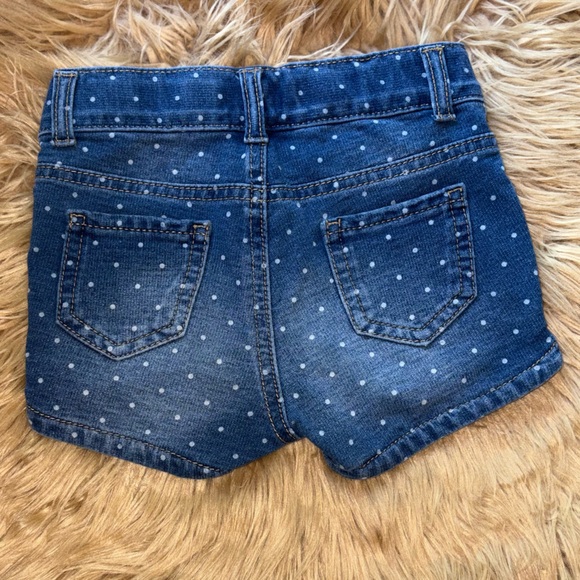 Cat & Jack Blue Polka Dot Denim Shorts - Picture 2 of 2
